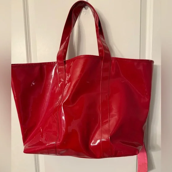 Victoria's Secret Glossy Red and Pink Tote - Picture 2 of 4